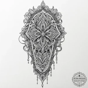 Coffin, ink illustration for tattoo, black an... - эскиз тату (№1752862072_0, 18.07.2025 18:07) — tattoo-photo.ru