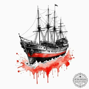 A watercolor sketch of the haunted ship from... - эскиз тату (№1752862243_0, 18.07.2025 18:10) — tattoo-photo.ru