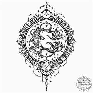 Tattoo sketch a zodiac glyph with a small, el... - эскиз тату (№1752863874_0, 18.07.2025 18:37) — tattoo-photo.ru