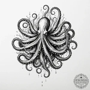 Tattoo sketch a strong, mythical sea creature... - эскиз тату (№1752864970_0, 18.07.2025 18:56) — tattoo-photo.ru