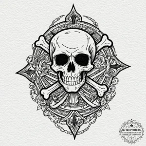 Tattoo sketch a "first kill" icon with a skul... - эскиз тату (№1752868202_0, 18.07.2025 19:50) — tattoo-photo.ru