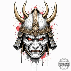Tattoo sketch a japanese samurai warrior's he... - эскиз тату (№1752869491_0, 18.07.2025 20:11) — tattoo-photo.ru