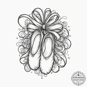 Tattoo design a graceful ballet slipper with... - эскиз тату (№1752869918_0, 18.07.2025 20:18) — tattoo-photo.ru