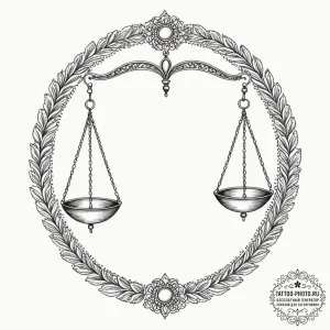 Tattoo sketch libra's scales, intricately sha... - эскиз тату (№1752870259_0, 18.07.2025 20:24) — tattoo-photo.ru