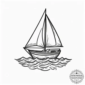 Tattoo sketch a small, stylized sailboat on a... - эскиз тату (№1752870342_0, 18.07.2025 20:25) — tattoo-photo.ru