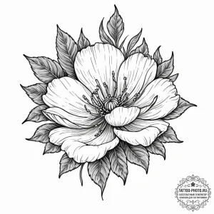 Tattoo design a single, blooming flower in a... - эскиз тату (№1752870853_0, 18.07.2025 20:34) — tattoo-photo.ru
