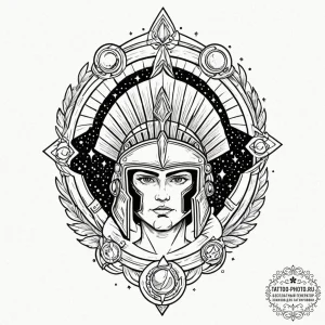 Tattoo sketch a stylized depiction of the cos... - эскиз тату (№1752871108_0, 18.07.2025 20:38) — tattoo-photo.ru