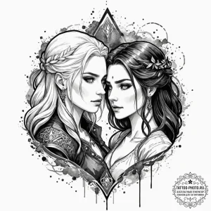 A linework tattoo of the intertwined destinie... - эскиз тату (№1752872471_0, 18.07.2025 21:01) — tattoo-photo.ru