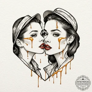 Tattoo sketch a pair of lips, slightly parted... - эскиз тату (№1752873739_0, 18.07.2025 21:22) — tattoo-photo.ru