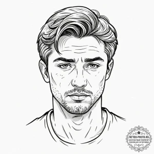 Tattoo sketch a strong, stoic profile of a ma... - эскиз тату (№1752873988_0, 18.07.2025 21:26) — tattoo-photo.ru