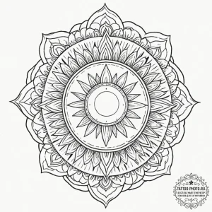 Tattoo design: a geometric mandala incorporat... - эскиз тату (№1752874487_0, 18.07.2025 21:34) — tattoo-photo.ru