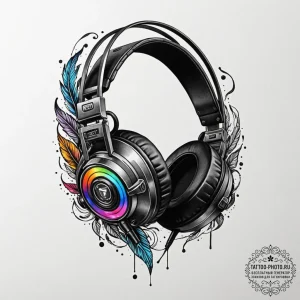 Tattoo design a gaming headset with a microph... - эскиз тату (№1752875572_0, 18.07.2025 21:52) — tattoo-photo.ru