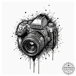 A sketch of the found-footage camera view, sh... - эскиз тату (№1752876238_0, 18.07.2025 22:03) — tattoo-photo.ru