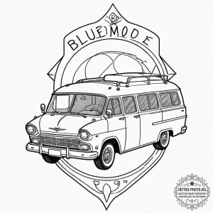 A linework tattoo of the bluesmobile,, tattoo... - эскиз тату (№1752876322_0, 18.07.2025 22:05) — tattoo-photo.ru