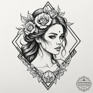 Tattoo design a virgo maiden's profile, outli... - эскиз тату (№1752876741_0, 18.07.2025 22:12) — tattoo-photo.ru