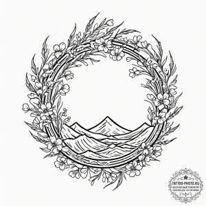 Tattoo sketch: an ornamental design featuring... - эскиз тату (№1752877072_0, 18.07.2025 22:17) — tattoo-photo.ru