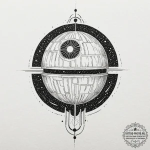 24. dotwork tattoo design of the death star,... - эскиз тату (№1752878158_0, 18.07.2025 22:35) — tattoo-photo.ru