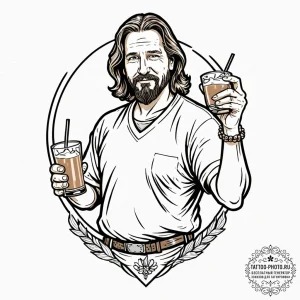 A neo-traditional tattoo of the dude from the... - эскиз тату (№1752878828_0, 18.07.2025 22:47) — tattoo-photo.ru