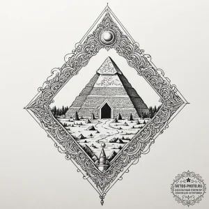 Pyramid, artistic tattoo sketch, black and gr... - эскиз тату (№1752879916_0, 18.07.2025 23:05) — tattoo-photo.ru