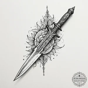 Tattoo sketch a stylized combat knife or dagg... - эскиз тату (№1752880334_0, 18.07.2025 23:12) — tattoo-photo.ru
