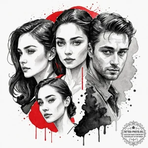 A graphic novel portrait of the main characte... - эскиз тату (№1752880672_0, 18.07.2025 23:17) — tattoo-photo.ru