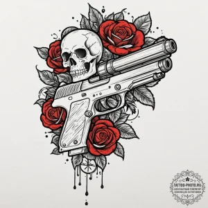 Tattoo sketch a plasma pistol with an active... - эскиз тату (№1752880759_0, 18.07.2025 23:19) — tattoo-photo.ru