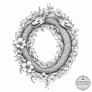 Tattoo sketch a stylized serpent, elegant and... - эскиз тату (№1752881180_0, 18.07.2025 23:26) — tattoo-photo.ru