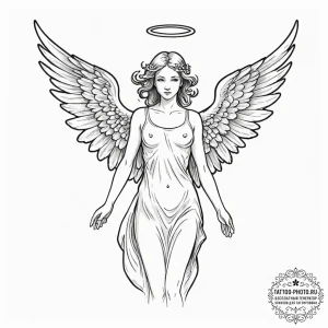 Angel, concept art for tattoo, sepia tone ske... - эскиз тату (№1752881264_0, 18.07.2025 23:27) — tattoo-photo.ru