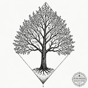 Tattoo design a minimalist tree where each br... - эскиз тату (№1752881681_0, 18.07.2025 23:34) — tattoo-photo.ru