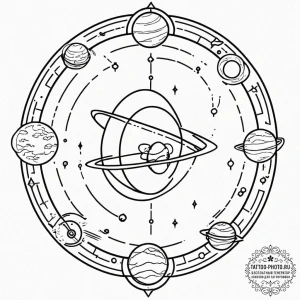 Tattoo design the zodiac symbol surrounded by... - эскиз тату (№1752881847_0, 18.07.2025 23:37) — tattoo-photo.ru