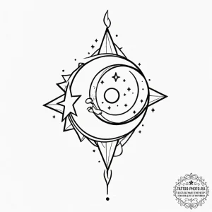 Tattoo design a small, simple star or moon.,... - эскиз тату (№1752882181_0, 18.07.2025 23:43) — tattoo-photo.ru