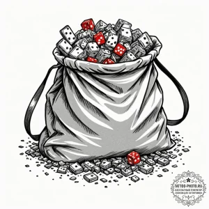 Tattoo sketch a stylized bag of holding overf... - эскиз тату (№1752882599_0, 18.07.2025 23:49) — tattoo-photo.ru