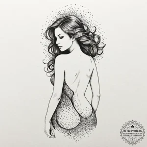 Tattoo design a silhouette of a woman's back,... - эскиз тату (№1752882848_0, 18.07.2025 23:54) — tattoo-photo.ru