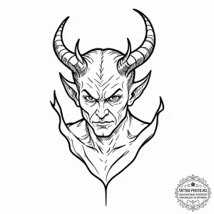 Satan, tattoo drawing outline, linework tatto... - эскиз тату (№1752883436_0, 19.07.2025 00:03) — tattoo-photo.ru
