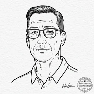 A neo-traditional tattoo of hank hill from ki... - эскиз тату (№1752883938_0, 19.07.2025 00:12) — tattoo-photo.ru
