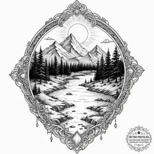 Tattoo sketch a glowing quest marker floating... - эскиз тату (№1752884696_0, 19.07.2025 00:24) — tattoo-photo.ru