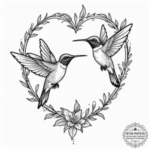 Tattoo sketch a pair of hummingbirds, symboli... - эскиз тату (№1752885535_0, 19.07.2025 00:38) — tattoo-photo.ru