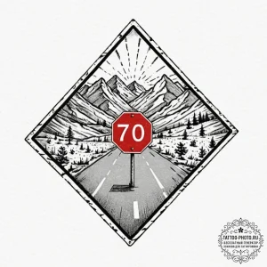 Tattoo design a road sign with a significant... - эскиз тату (№1752885788_0, 19.07.2025 00:43) — tattoo-photo.ru