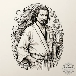 A sketch of the dude from the big lebowski, i... - эскиз тату (№1752886207_0, 19.07.2025 00:50) — tattoo-photo.ru