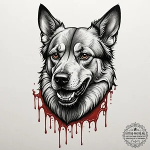 A neo-traditional tattoo of cujo the dog, rab... - эскиз тату (№1752887126_0, 19.07.2025 01:05) — tattoo-photo.ru