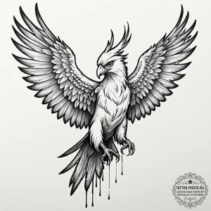 A neo-traditional tattoo of a beautiful harpy... - эскиз тату (№1752887210_0, 19.07.2025 01:06) — tattoo-photo.ru