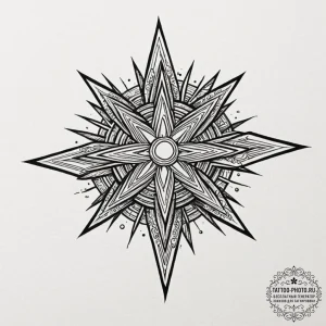 A neo-traditional design of the shuriken-like... - эскиз тату (№1752888038_0, 19.07.2025 01:20) — tattoo-photo.ru