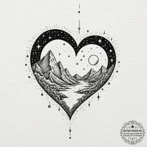 A watercolor sketch of the heart of the unive... - эскиз тату (№1752888121_0, 19.07.2025 01:22) — tattoo-photo.ru