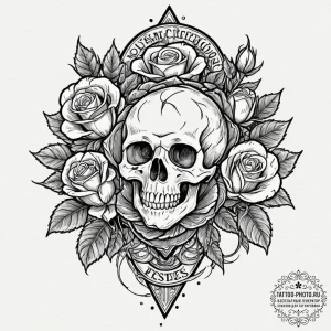 Rose hips, concept art for tattoo, on a clean... - эскиз тату (№1752888370_0, 19.07.2025 01:26) — tattoo-photo.ru