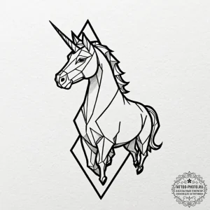 Linework tattoo design of the origami unicorn... - эскиз тату (№1752889200_0, 19.07.2025 01:40) — tattoo-photo.ru