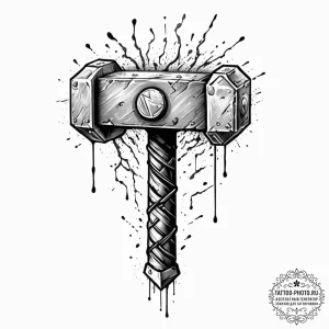 A sketch of thor's hammer, mjolnir, with ligh... - эскиз тату (№1752889283_0, 19.07.2025 01:41) — tattoo-photo.ru