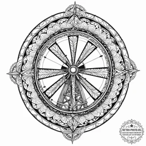 The interior of a working, historic windmill.... - эскиз тату (№1752889783_0, 19.07.2025 01:49) — tattoo-photo.ru