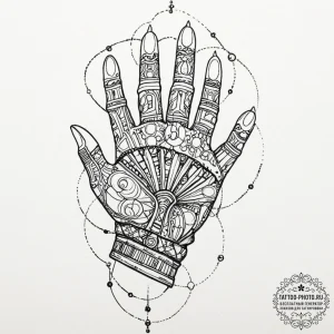Tattoo sketch a vr glove with intricate senso... - эскиз тату (№1752890364_0, 19.07.2025 01:59) — tattoo-photo.ru
