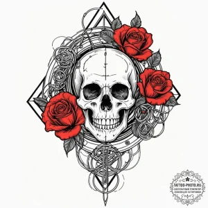 Tattoo design a futuristic laboratory with gl... - эскиз тату (№1752891030_0, 19.07.2025 02:10) — tattoo-photo.ru
