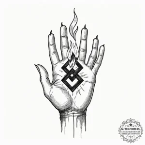 86. tattoo sketch: the rune "treba," depicted... - эскиз тату (№1752891278_0, 19.07.2025 02:14) — tattoo-photo.ru